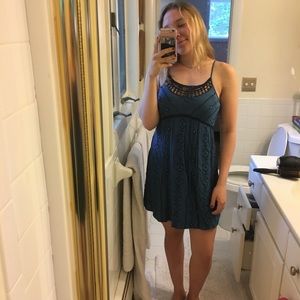 Francesca’s Dark Blue and Black Embroidered Dress